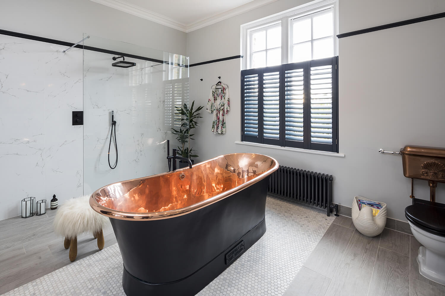 Glamorous Black And Copper Ensuite Bathroom Eleven