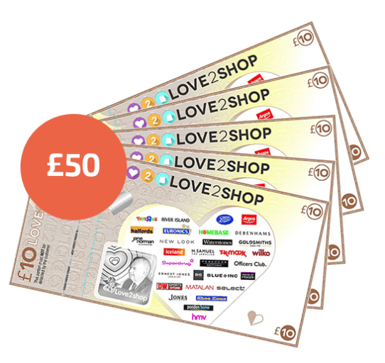 £50 Love to Shop Vouchers