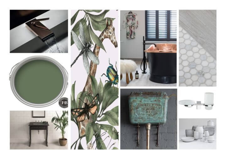 Bathroom moodboards going green project in Esher