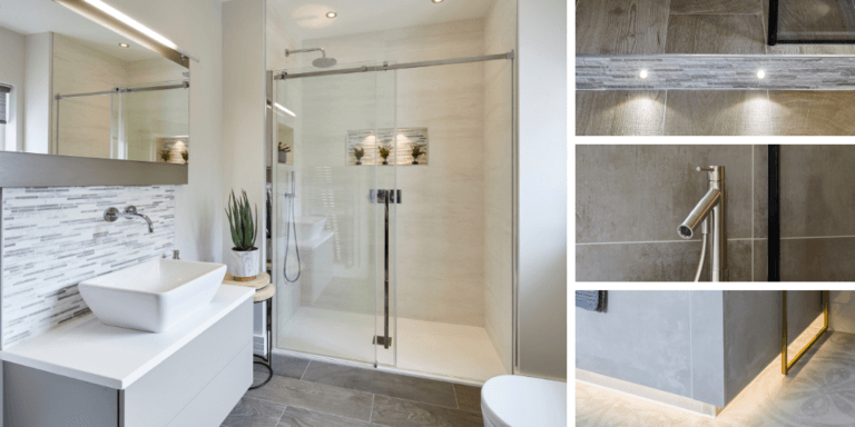 Moodboard for grey bathroom lighting