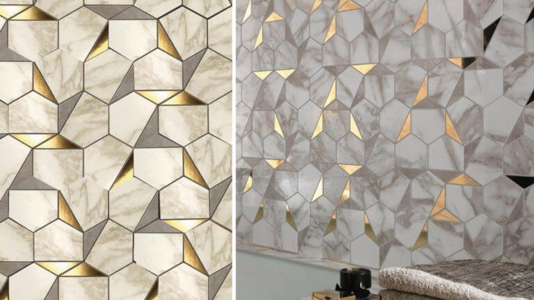 Midas Touch Glod Fleck Hexagon marble tiles