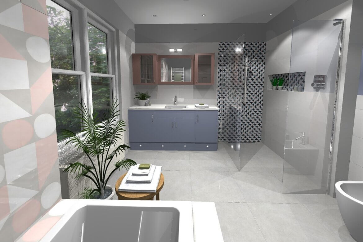 Bathroom Eleven - 3D design on family bathroom in East Molesey