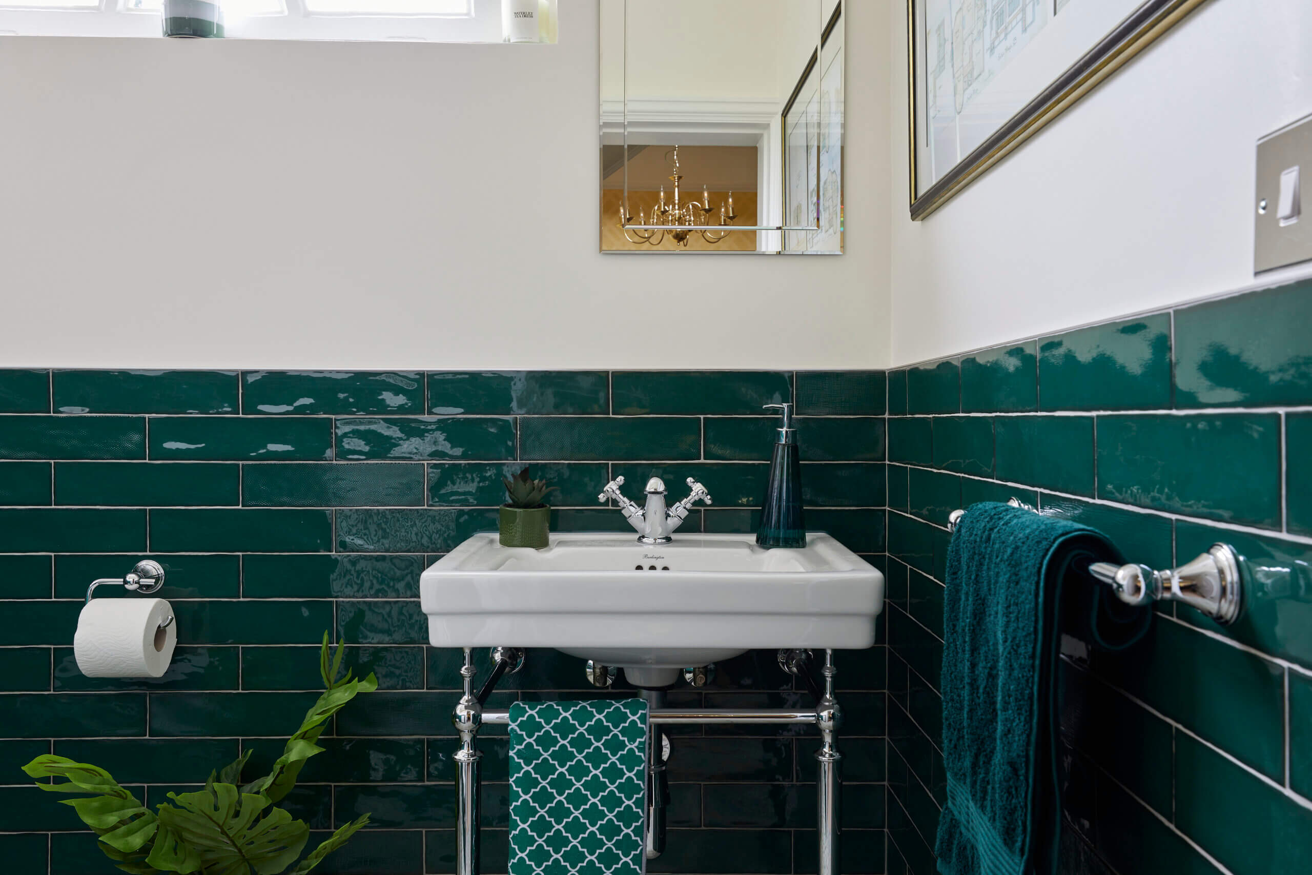 Bathroom + Kitchen Eleven: Bottle green traditional cloakroom
